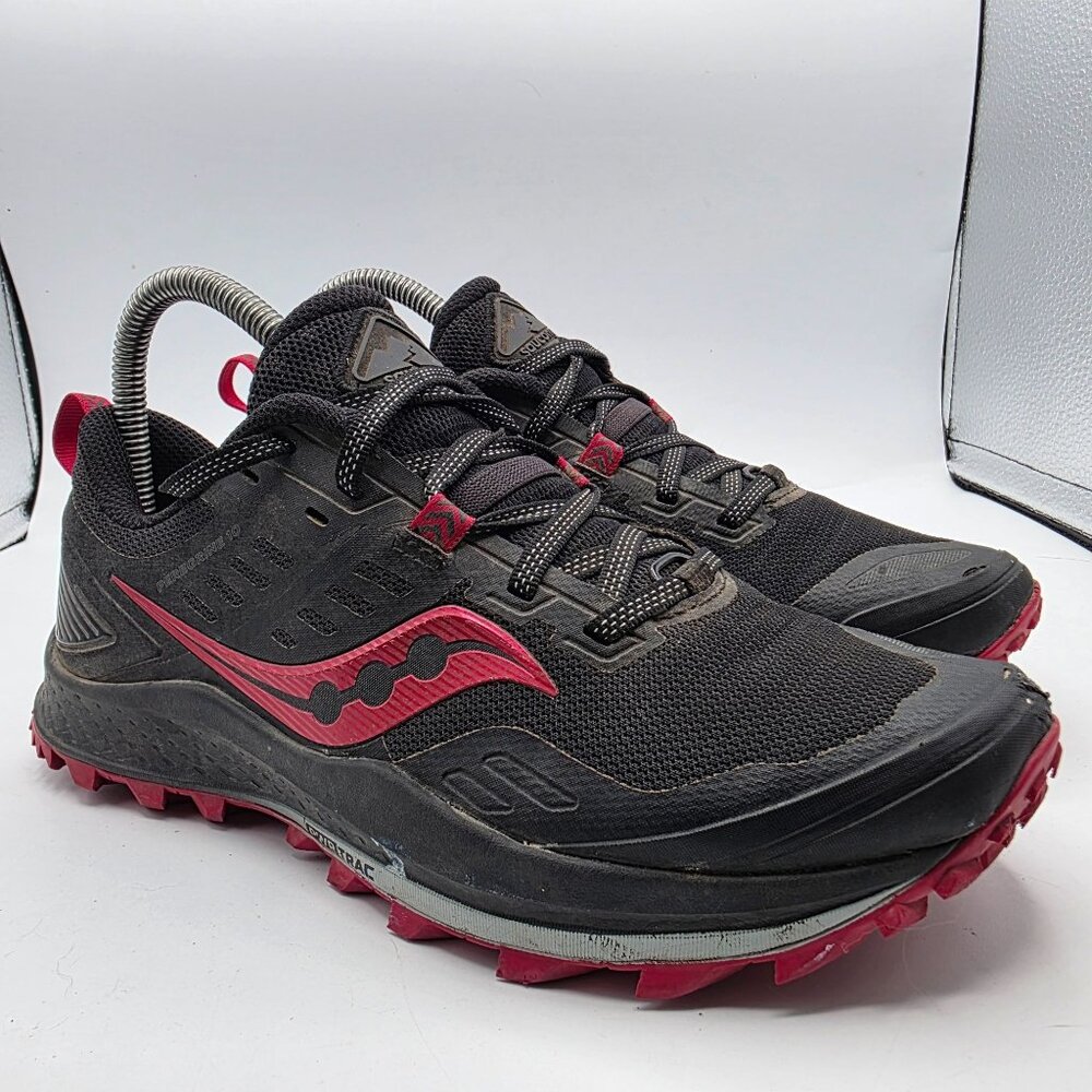 Saucony Peregrine 10 Womens 7.5 Black Red Trail Running Shoes Hiking Camping